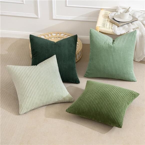 Boho Farmhouse Sage Green Throw Pillow Covers 18x18 Inch Set of 4 - Picture 6 of 7